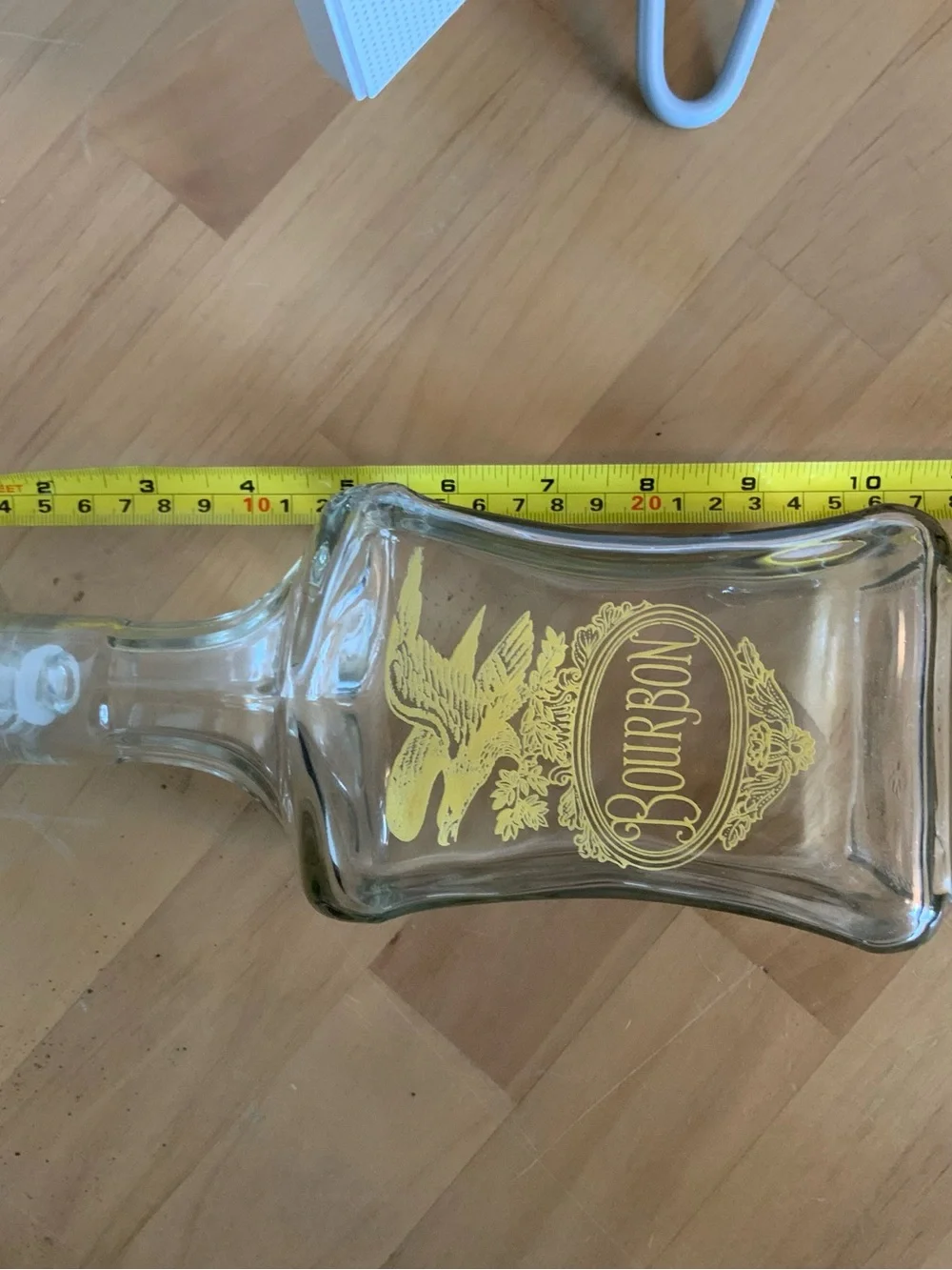 Clear Glass Bourbon Decanter with Gold Eagle Accent